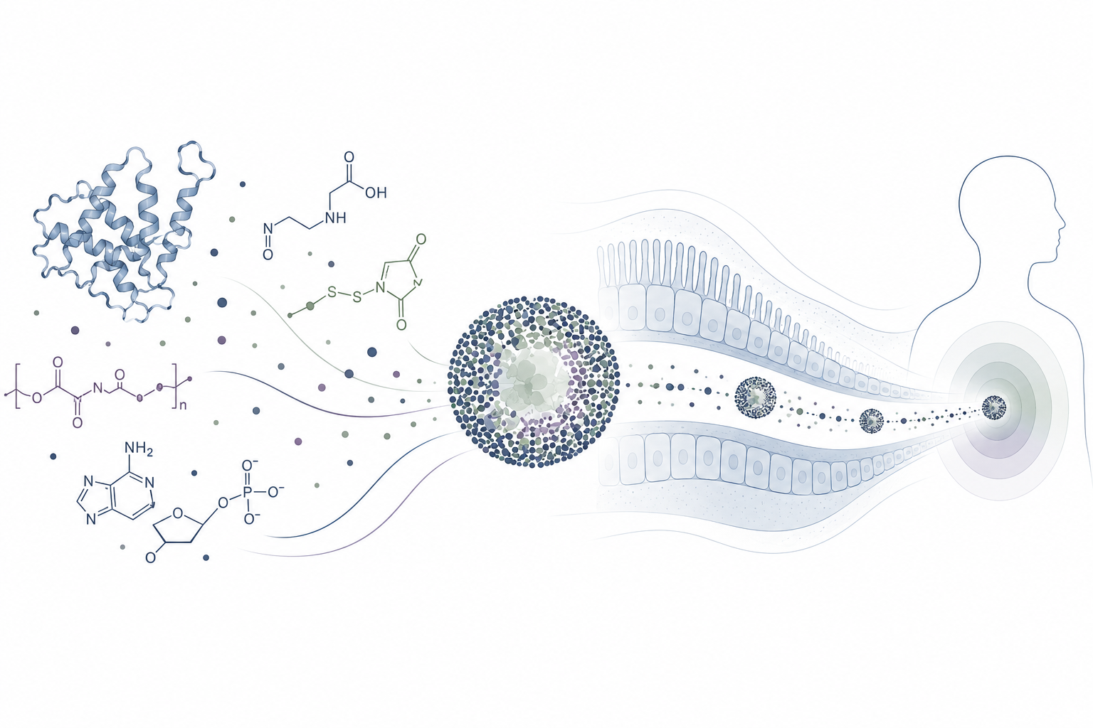 From molecular building blocks to engineered nanocarriers crossing a biological barrier toward the body